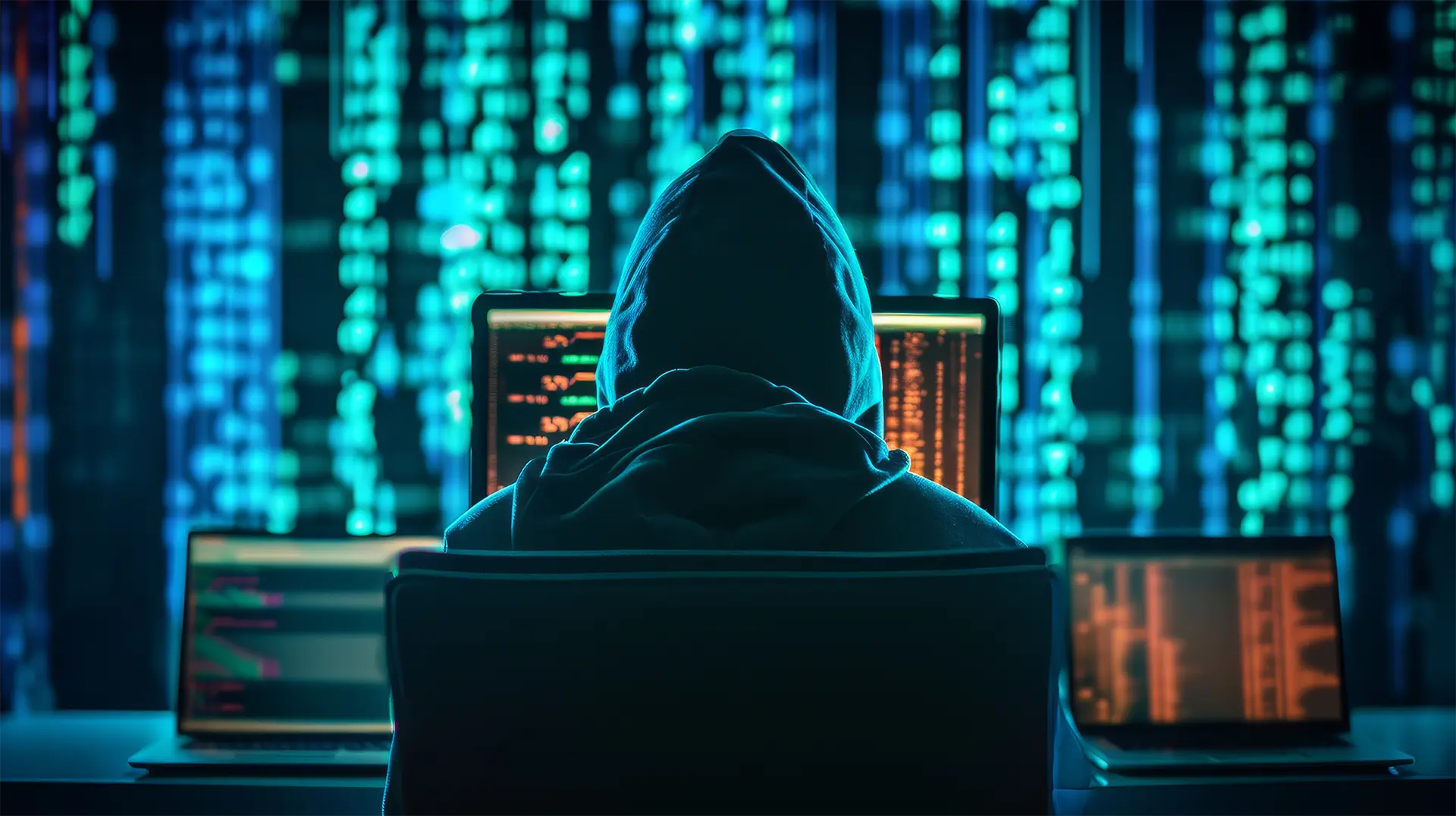 Hacker in front of a screen