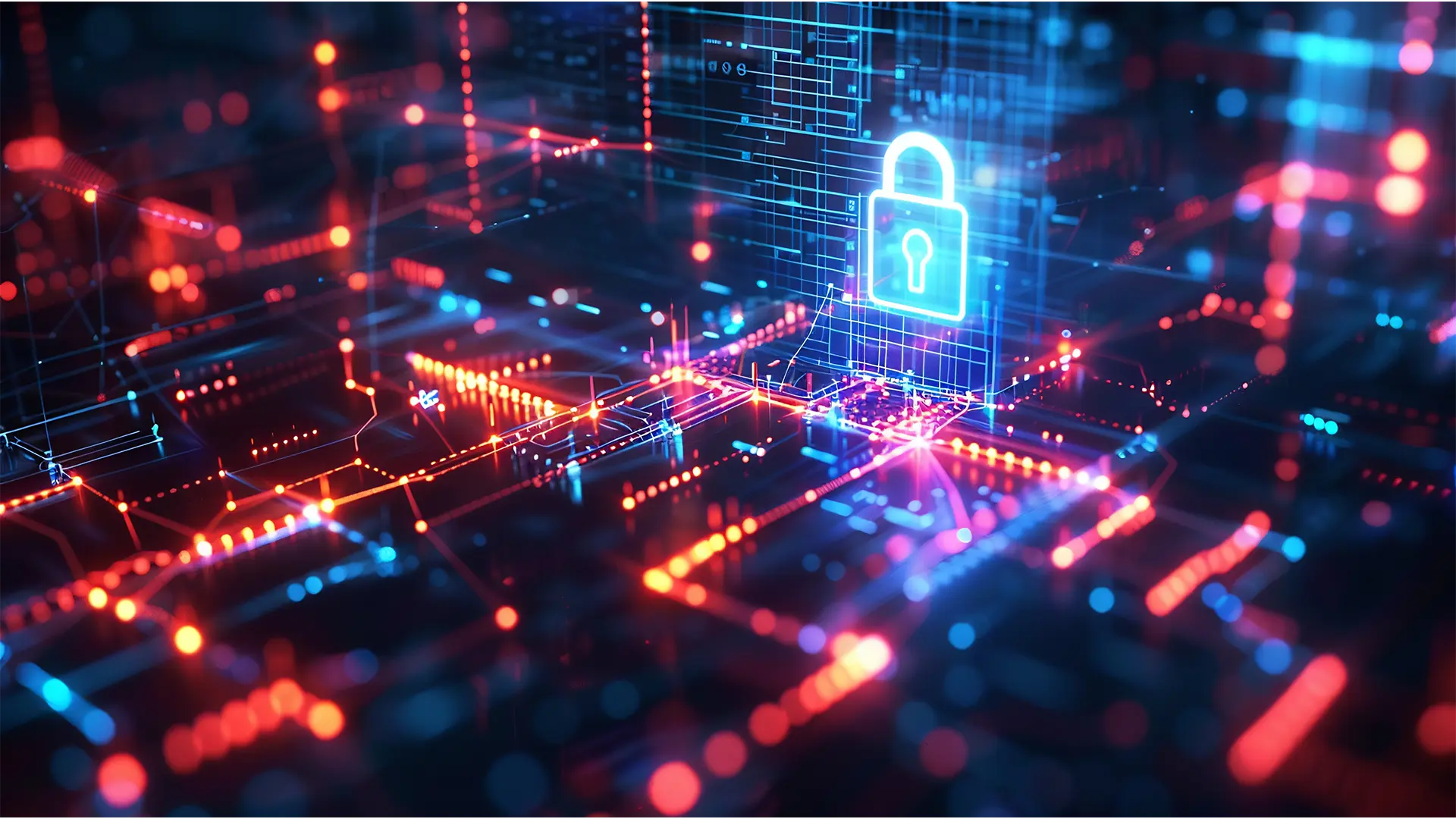 System with a padlock protecting data