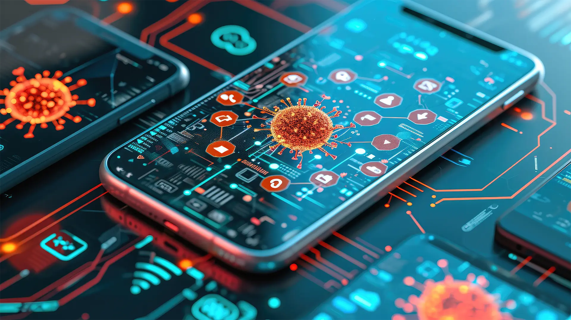 Mobile phone infected by viruses coming from different sources