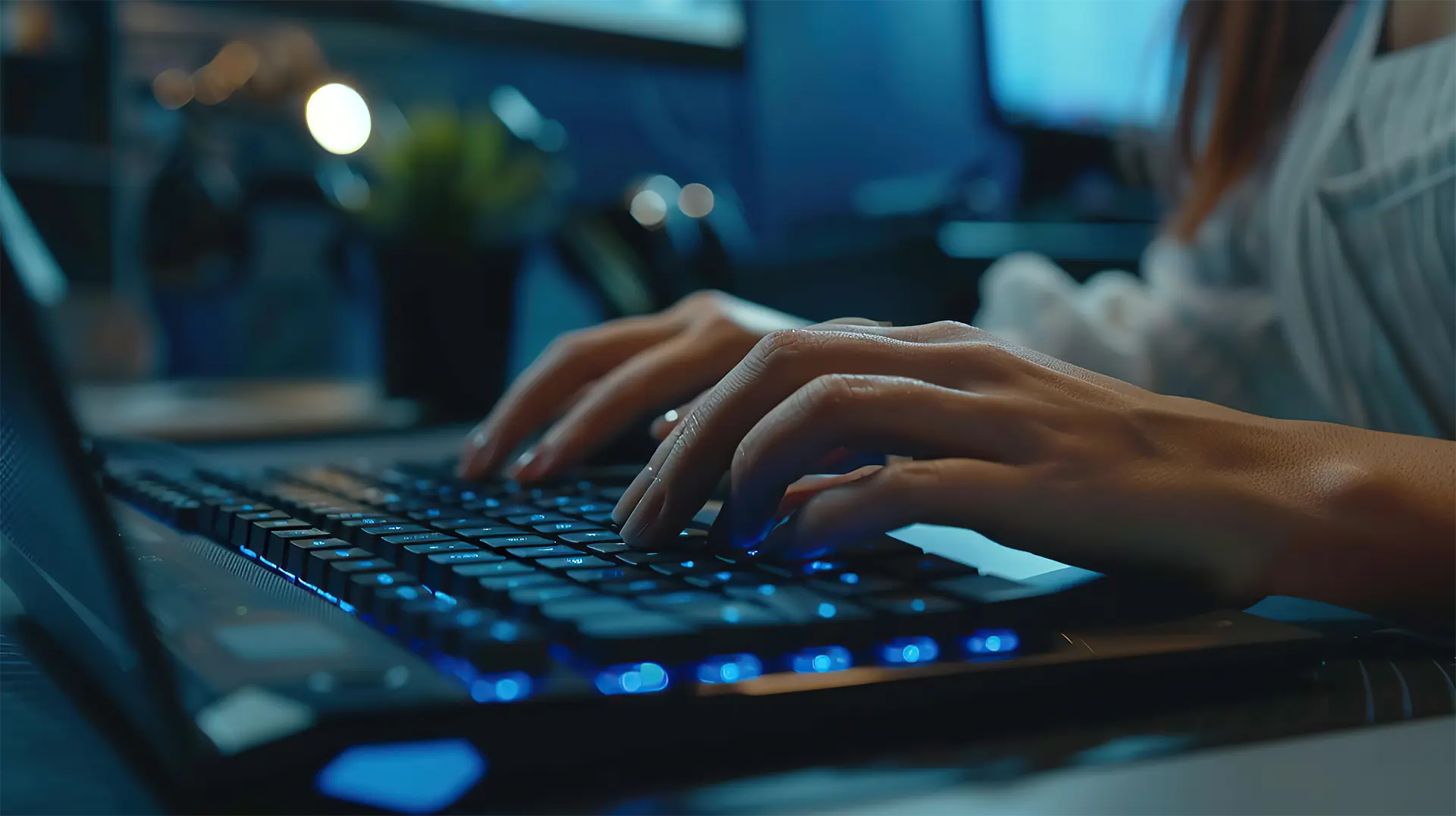 Person using computer ports to work